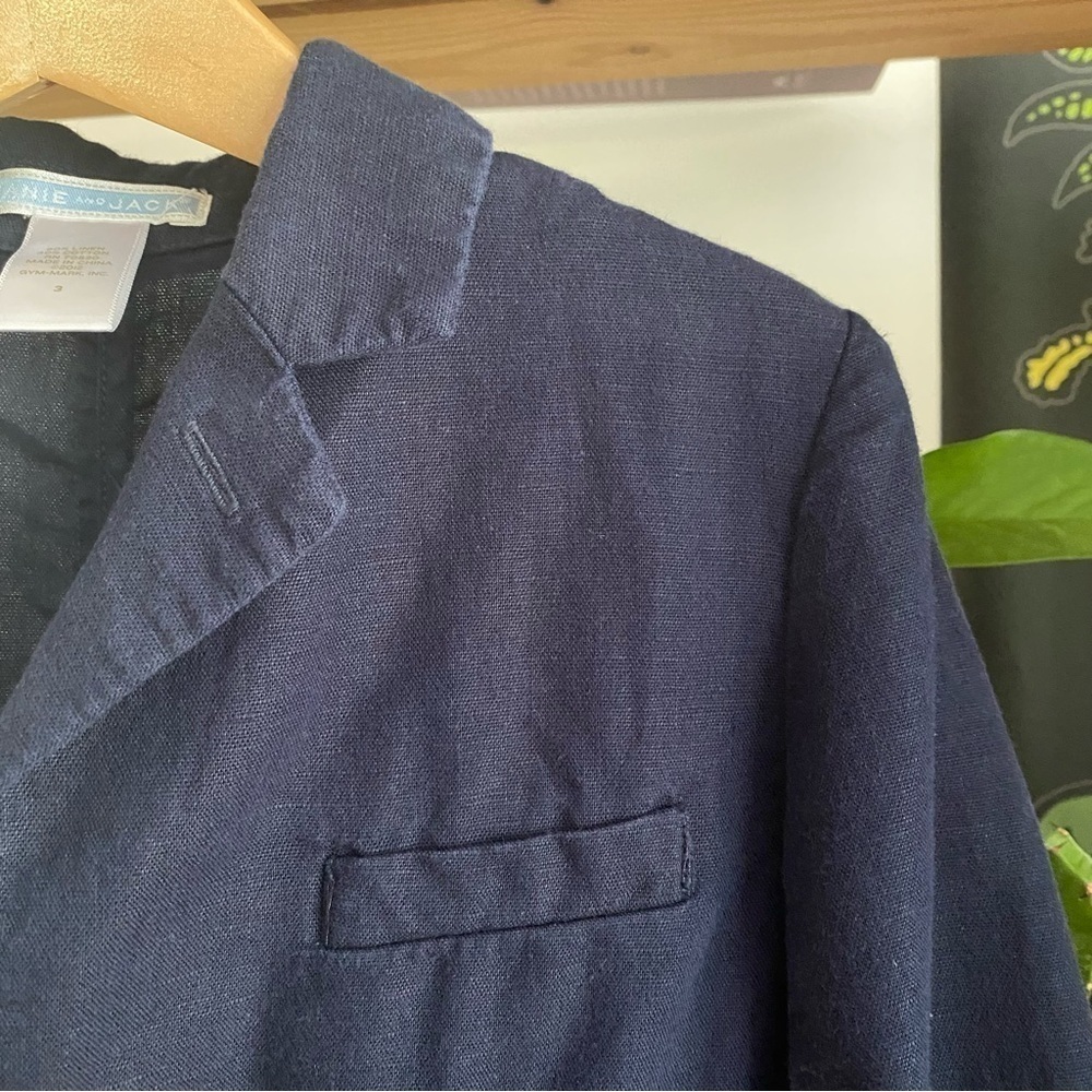 Janie and Jack Navy Blue Linen Cotton Blazer Jacket 3t - Picture 7 of 11
